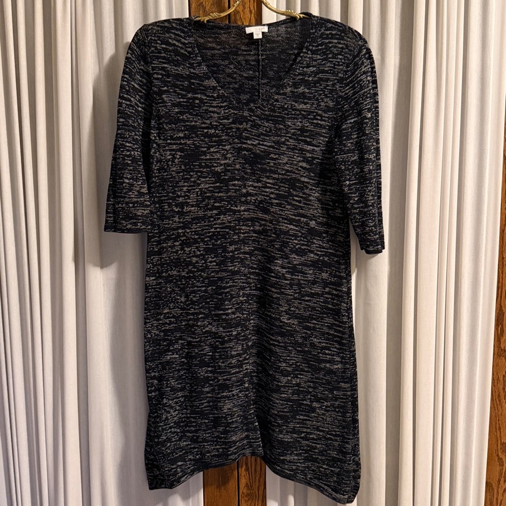 J. Jill Black Gray Heather Lightweight Knit 3/4 Sleeve Asymmetrical Hem Dress - Picture 10 of 10